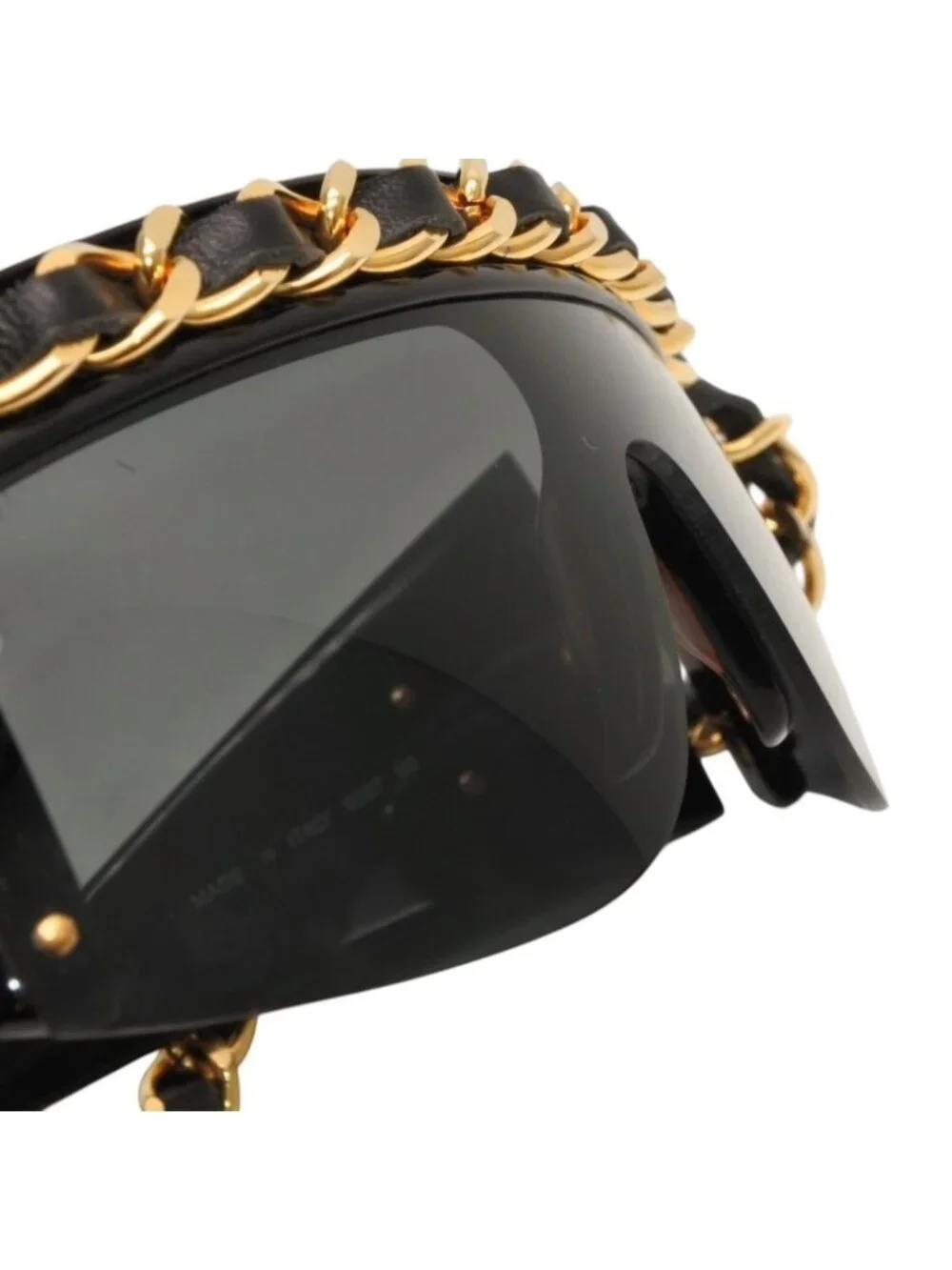 Chanel Chain Sunglasses Eyewear CC Logo Black Gold Vintage